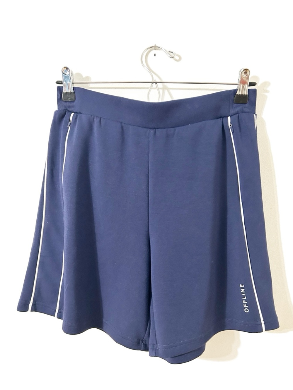 OFFLINE by Aerie Blue High Rise Athletic Shorts White Piping Size Small